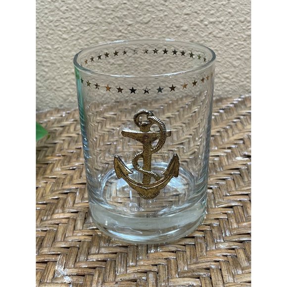 Vintage George Briard Gold Encrusted Anchor Old Fashion Glass - Picture 1 of 7